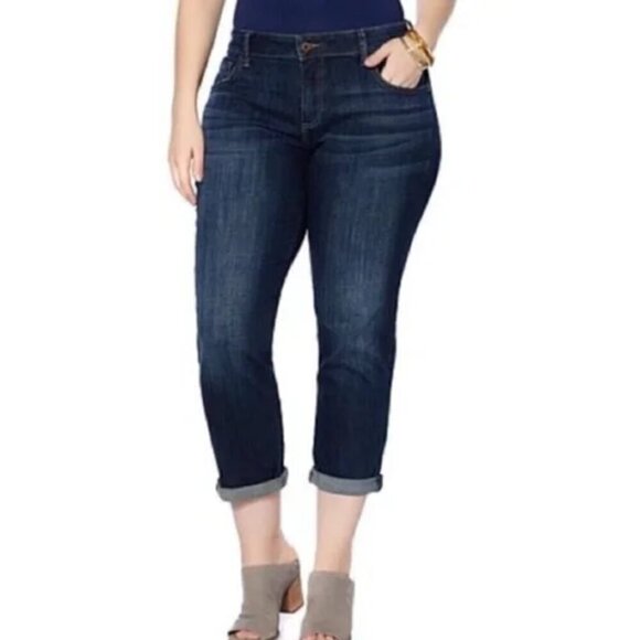 Lucky Brand Reese Boyfriend Jeans Plus Size 24W Blue Dark Wash Denim - Picture 1 of 16